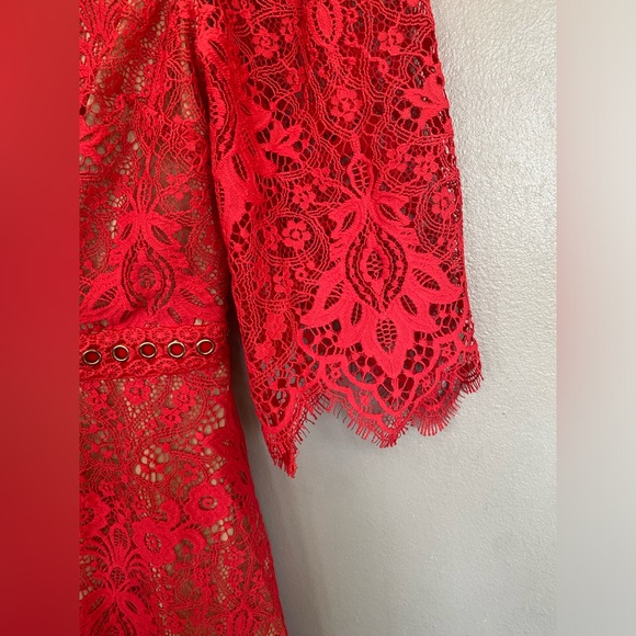 Majorelle Scarlet Red Lace Dress Size M - Picture 7 of 12